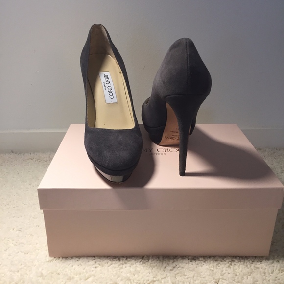 JIMMY CHOO SUEDE SMOKE/BRONZE PUMPS - Picture 5 of 8